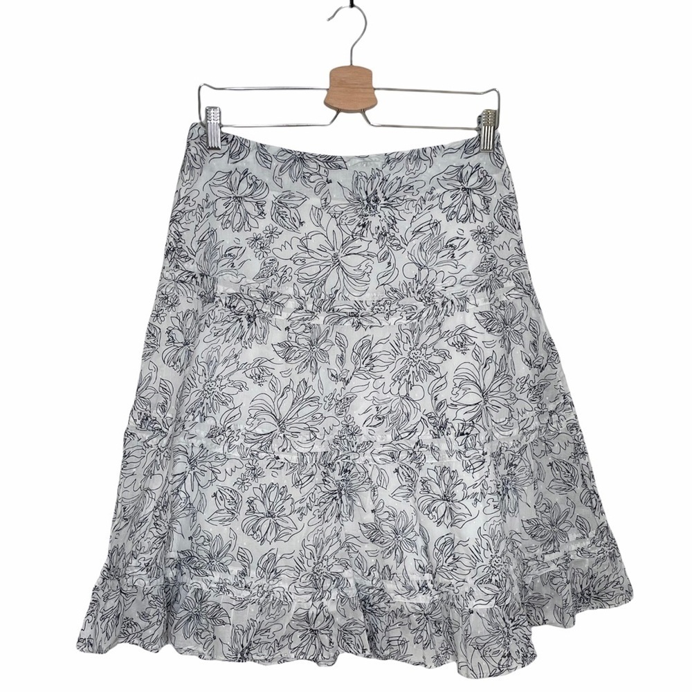 Christopher & Banks | White Floral A-line Skirt